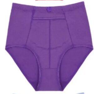Women's High Waisted Zippered Front Pocket Pastel Girdle Panties Briefs Purple